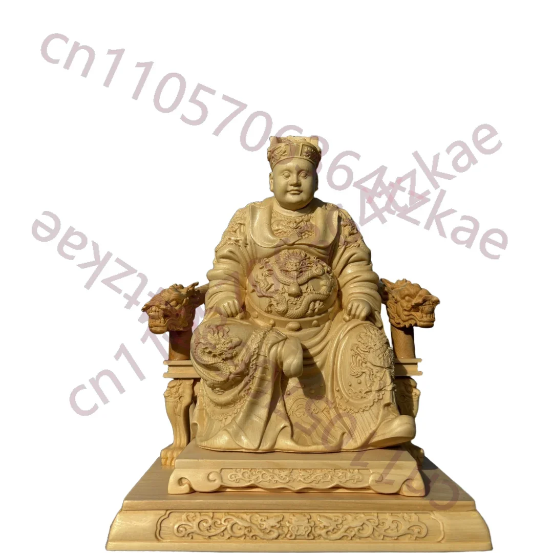 Hand-Carved Hinoki Wood Guangze Lord Statue - 8.66