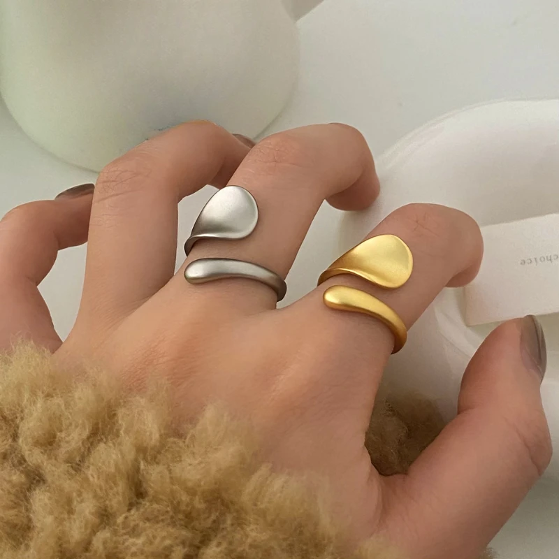 Modern Jewelry Sweet Korean Temperament Metal Irregular Adjustable Rings For Women Party Gifts Simply Design Accessories