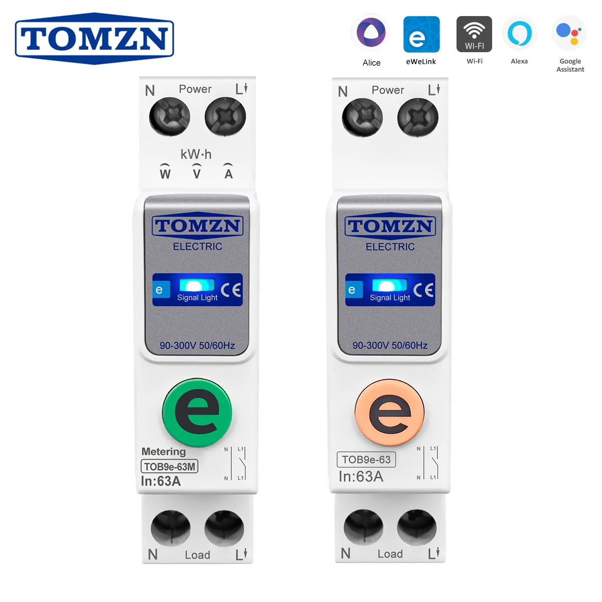 スマートエネルギーメーターTOMZN-WIFI,kwhメータリングサーキットブレーカー,タイマーリレー,家庭用保護,1p n,63a,110v,220v