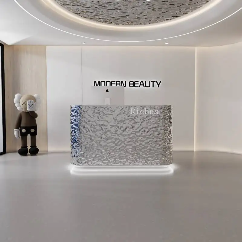 

Restaurant Silver Reception Desks Hotels Bkack Classic Luxury Reception Desk Clothing Long Bancone Per Negozio Office Furniture