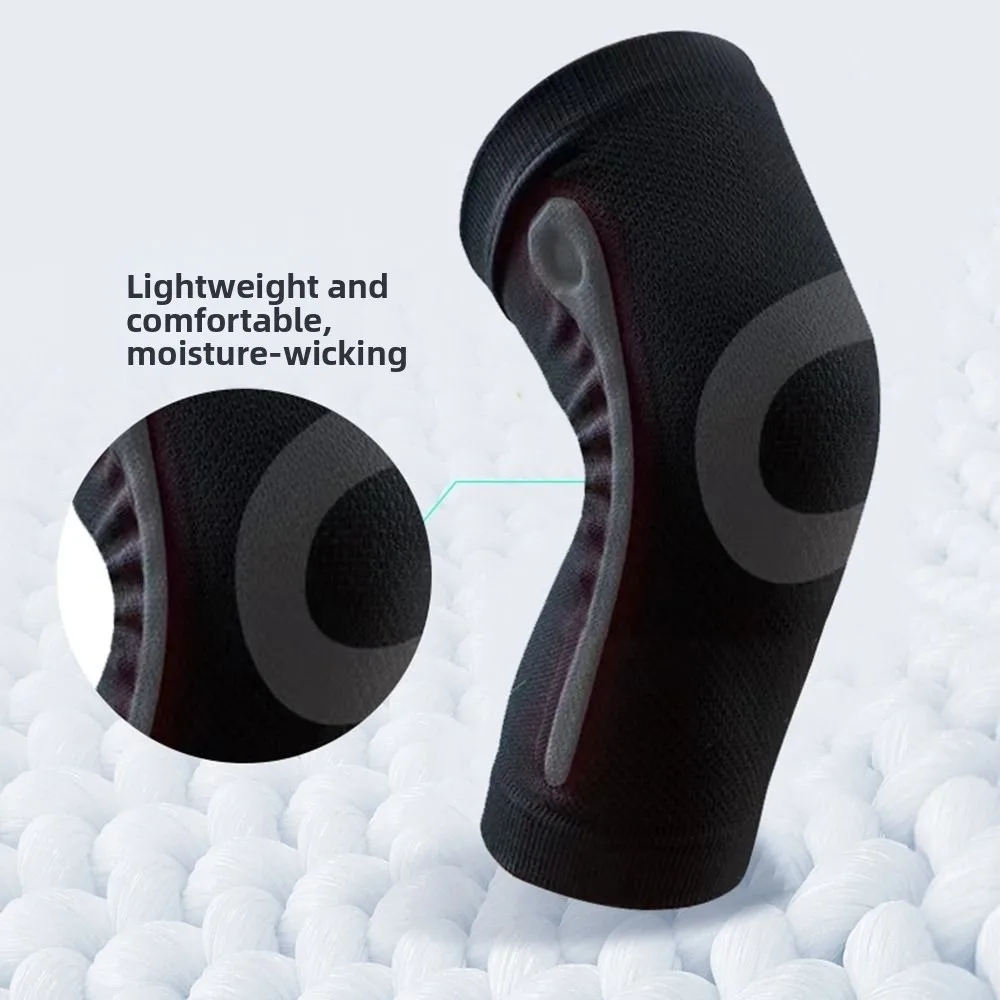 Ginocchiera in nylon da 1 paio con stabilizzatori laterali Supporto per manica di compressione ad alta ventilazione Ginocchiere di supporto a molla resistenti all'usura