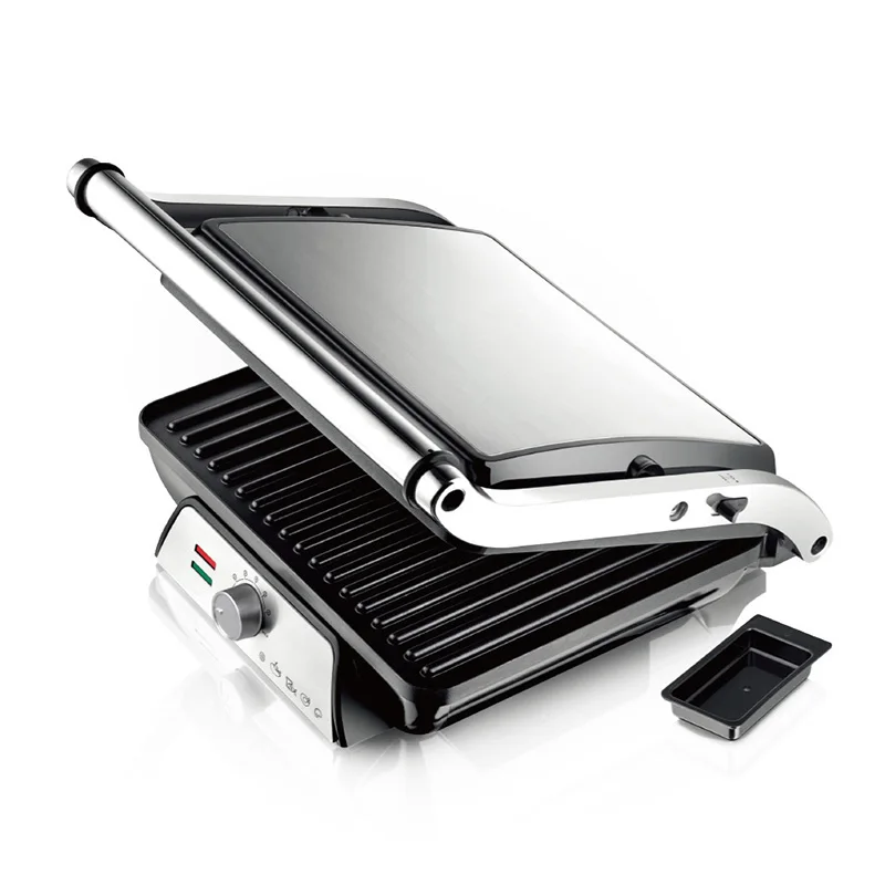 Крытый гриль из нержавеющей стали, автоматическая машина для приготовления пищи Panini Press XL, 2000 Вт, бездымная, съемные тарелки, машина для приготовления стейков