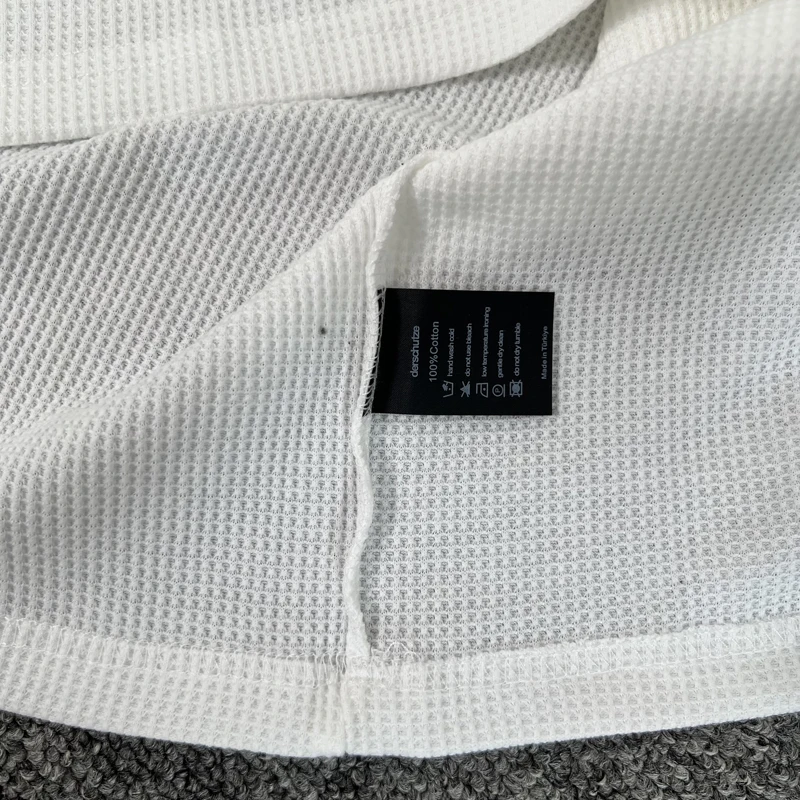 Waffle Long Sleeve Embroidery Sakura Derschutze Blossom T Shirt Men Women Casual Loose High Quality Breathe T-shirt Clothes image 5