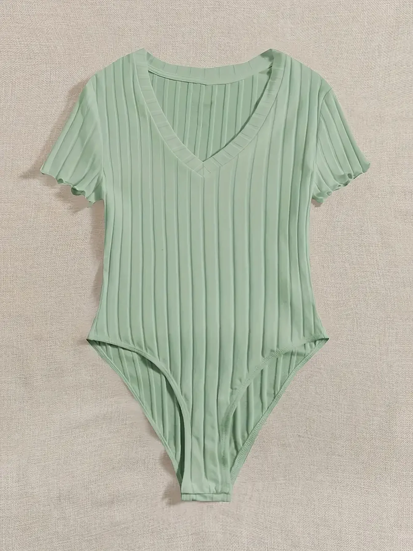 Neues kurzärmeliges, schmales T-Shirt mit V-Ausschnitt, sexy und vielseitiger, eng anliegender Jumpsuit. – Detail 21
