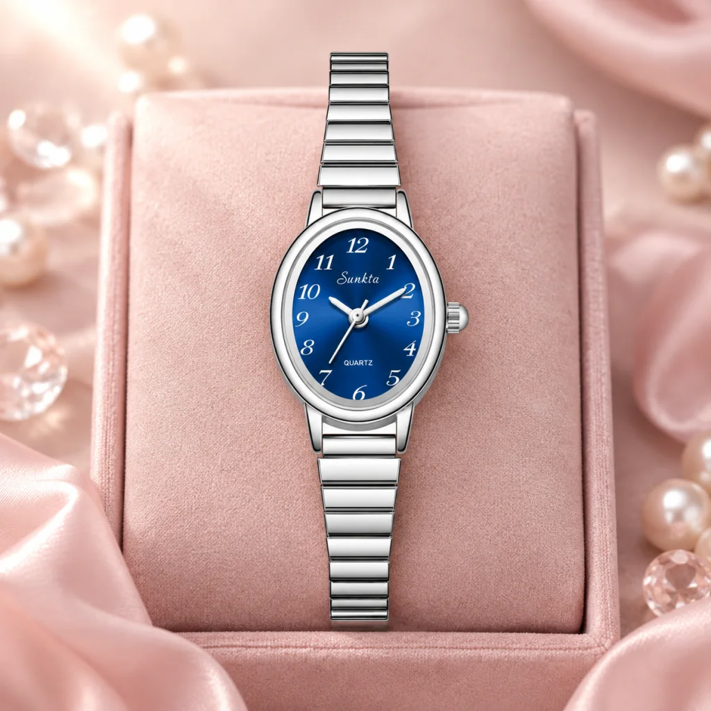 Sunkta Classic Fashion Woman Watch Elegant Vintage Casual Simple Dial Stainless Steel Band Ladies Gifts Quartz Watches for Women