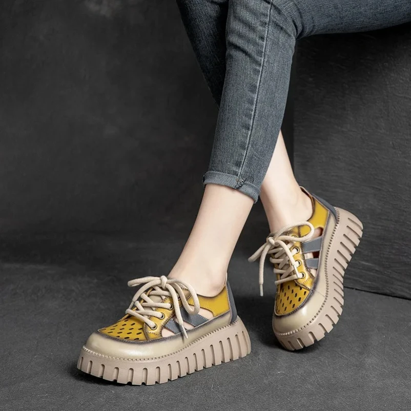 

2025 женская летняя обувь, новинка 5 см, ботинки из коровьей кожи, туфли-лодочки на каблуке, туфли-лодочки, роскошные модные туфли на платформе, разноцветные полые туфли