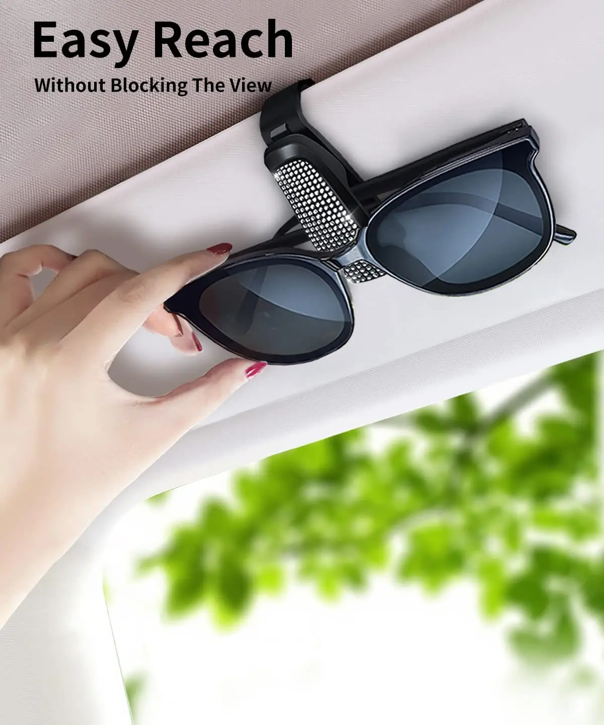 Full Diamond Studded Car Glasses Clip Car Ticket Card Clip Multifunctional Car Sun Visor Sudded Glasses Frame