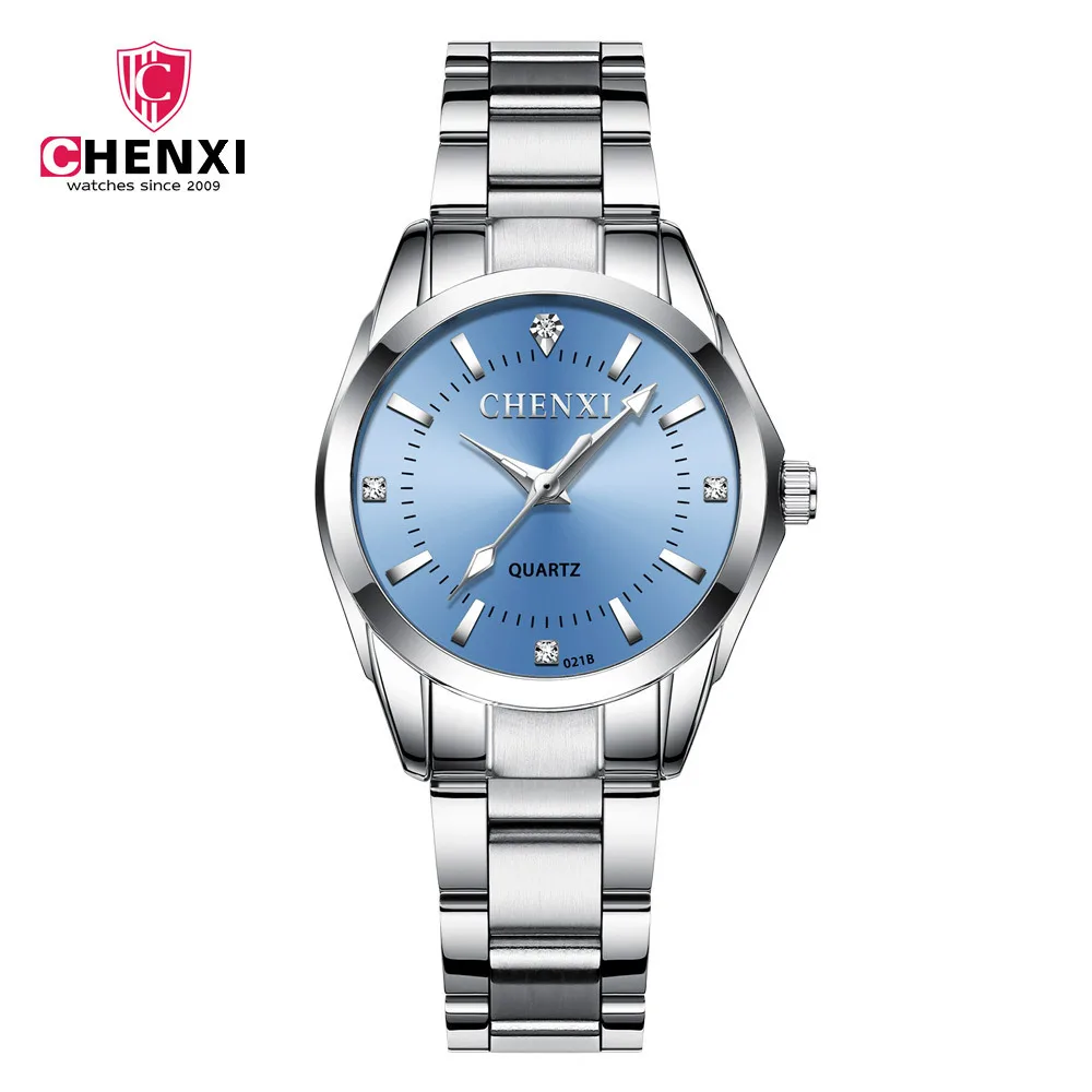 CHENXI-Relógio Quartzo em Aço para Senhoras, Pulseira Casual, Relógios Diamante Impermeável, Presente para Namorada, Moda Luxo, 021B