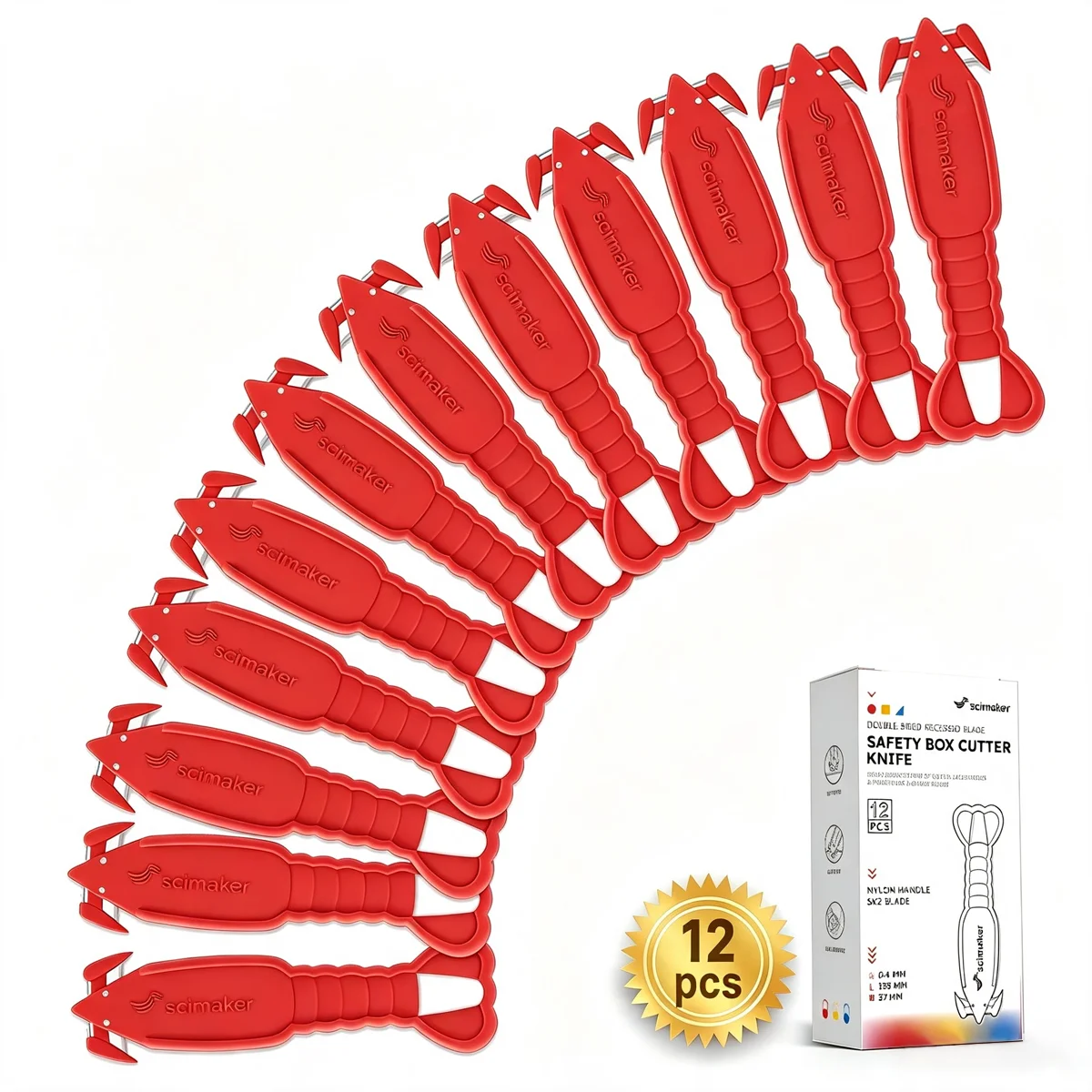 Scimaker LOBSTER Safety Box Cutter Letter Opener for Home, Office and Warehouse Use to Cut Boards, Papers, Shrink Wraps