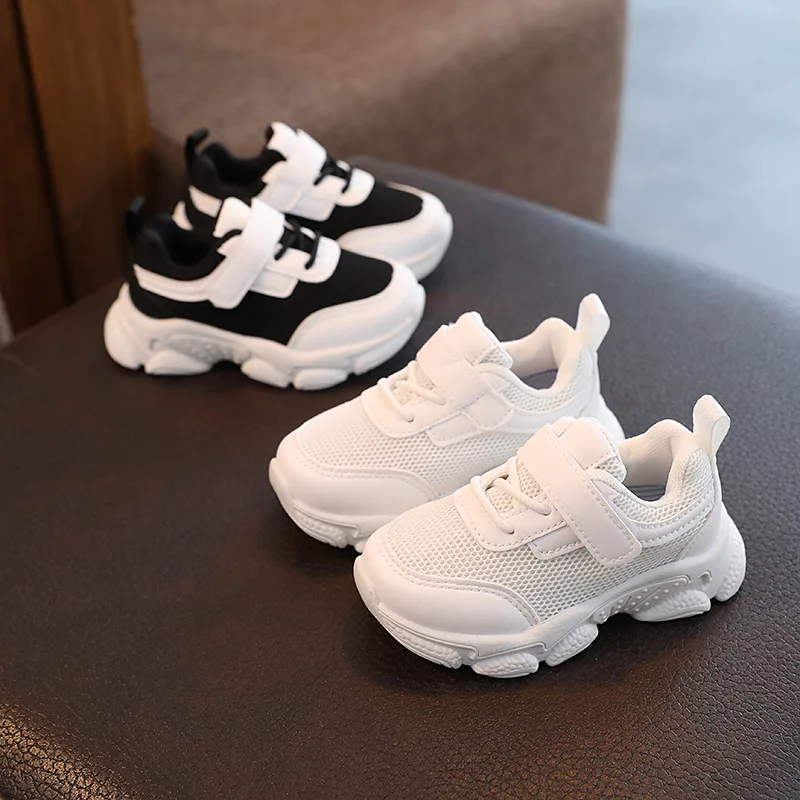 

2023 Girls Sneakers White Mesh Breatheable Simple Versatile Soft Children Fashion Casual Sport Shoes Non-slip Kids Shoes Boys