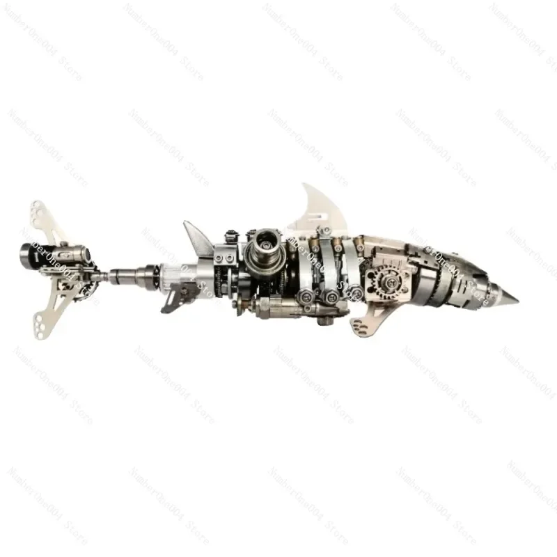 Suitable for 3D shark metal mechanical assembly models, manual puzzle building blocks, stainless steel toy accessories