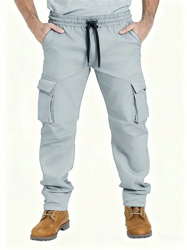 

2024 Amazon, летние новые мужские рабочие брюки, повседневные брюки с несколькими карманами на шнуровке в европейском и американском стиле