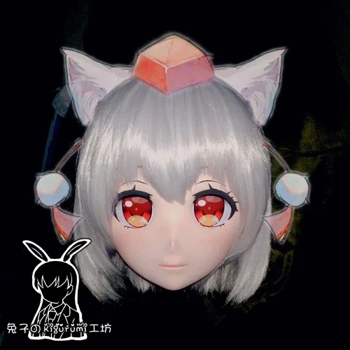 Máscara de resina para disfraz de chica bonita, disfraz de Anime japonés Kigurumi con peluca, cabeza de puja, (conejo 92)