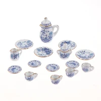 15Pcs 1:12 Dollhouse Miniature Tableware Porcelain Ceramic Tea Cup Set Model Kitchen Accessories For Doll House Decor Toys Gift 6