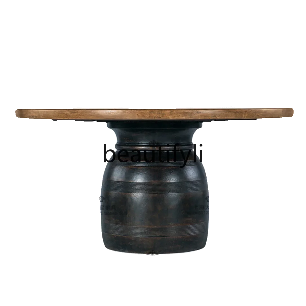 American rural retro solid wood simple round dining table and chair combination French small apartment restaurant home2936