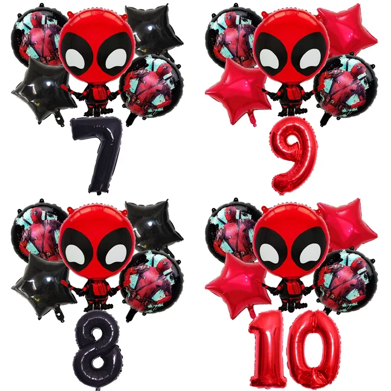 Deadpool Compleanno Palloncini Set Ragazze Ragazzi Decorazione per feste Numero Palloncini Abito Marvels Ornamenti Sfondo Baby Shower Decor Regalo