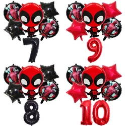 Deadpool Compleanno Palloncini Set Ragazze Ragazzi Decorazione per feste Numero Palloncini Abito Marvels Ornamenti Sfondo Baby Shower Decor Regalo