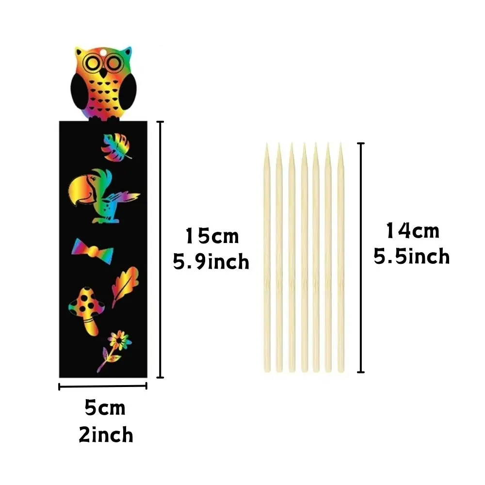 12/24pcs Paper Bookmark Scratch Painting Random Style Cute Animal Shape Classroom Decoration DIY Creative Stationery Gift YMY