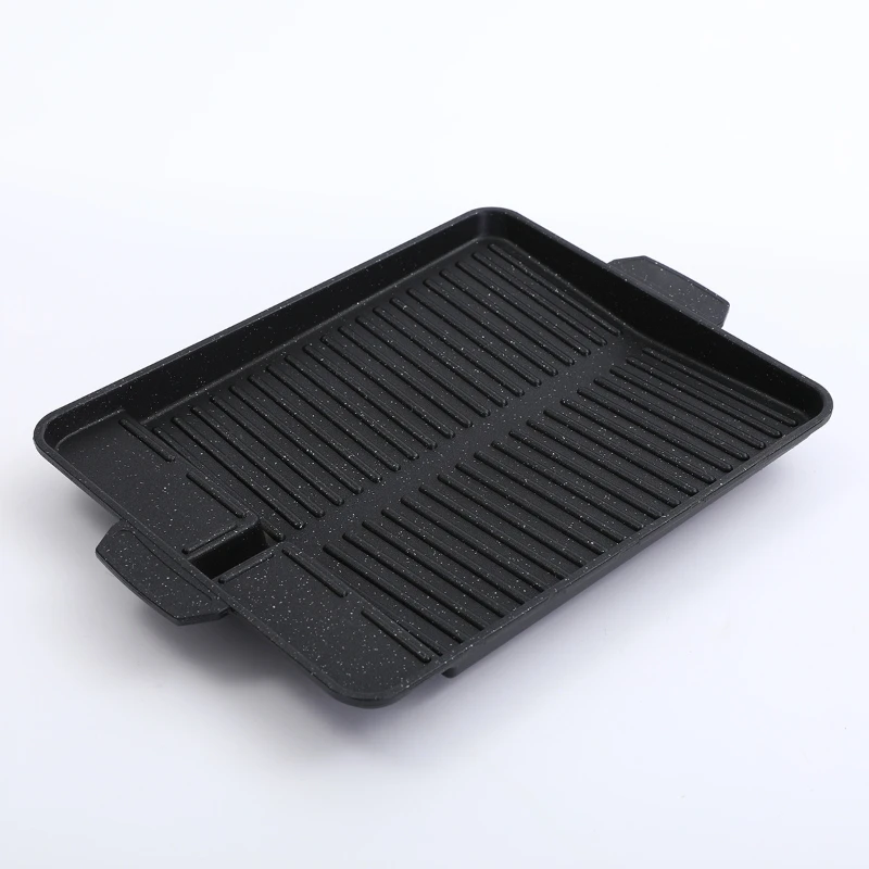 BBQ Grill Pan Plate Portable Non-Stick Coating Butane Gas Stove Cooker Plate Rectangle Korean Barbecue Plate