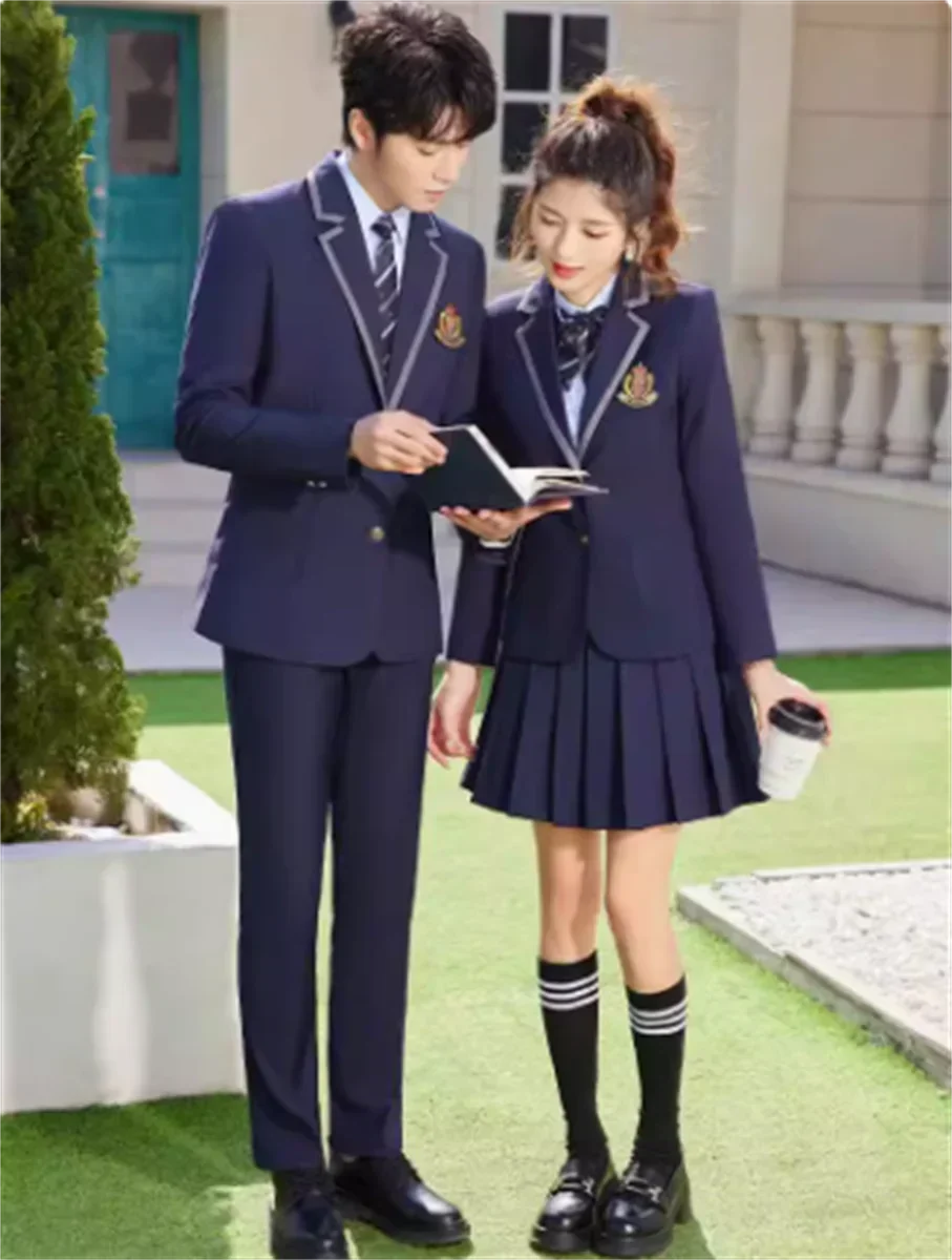 Traje de estudiante coreano para hombre y mujer, chaleco, uniforme JK de estilo universitario, uniforme de maestro de jardín de infantes de otoño e invierno