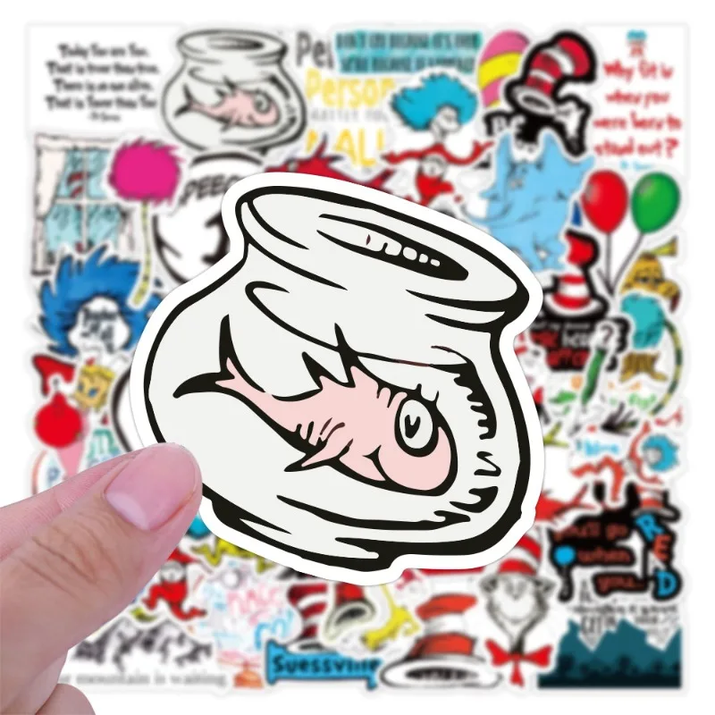 50pcs ‌Dr.Seuss Illustration Cartoon Sticker Suitcase Water Cup Stationery Mobile Phone Scooter Laptop Refrigerator Decoration