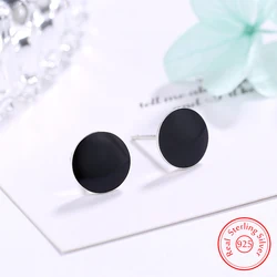 Orecchini a bottone in Wafer nero con gioielli di alta qualità di nuova moda da donna in argento Sterling 925 XY0238