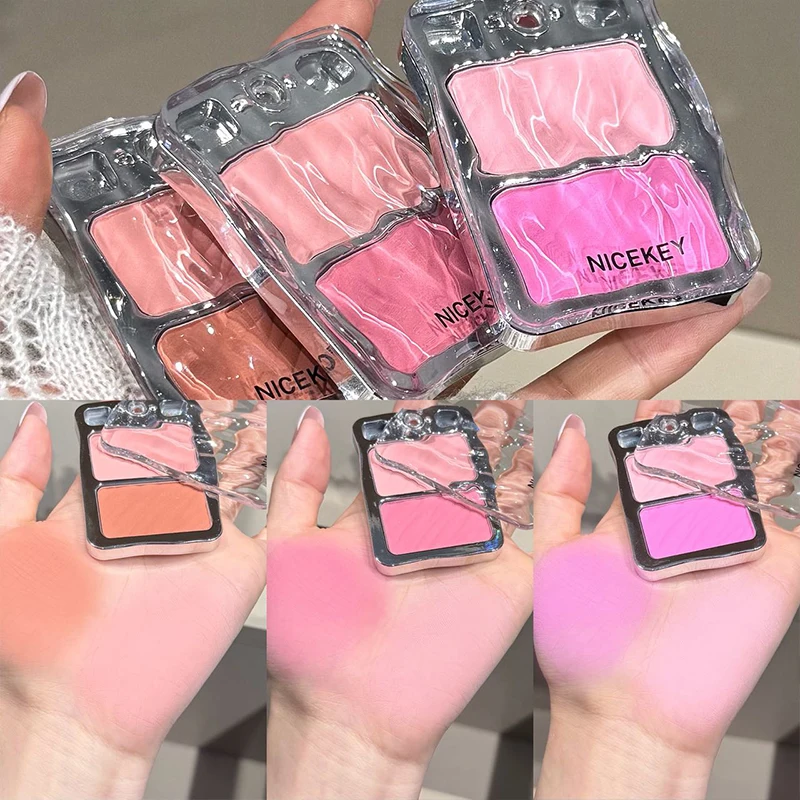 NICEKEY Two-tone Face Blush Matte Cream Makeup Natural Smudge Blush Palette Cheek Tint Highlighter Contour Korean Cosmetics