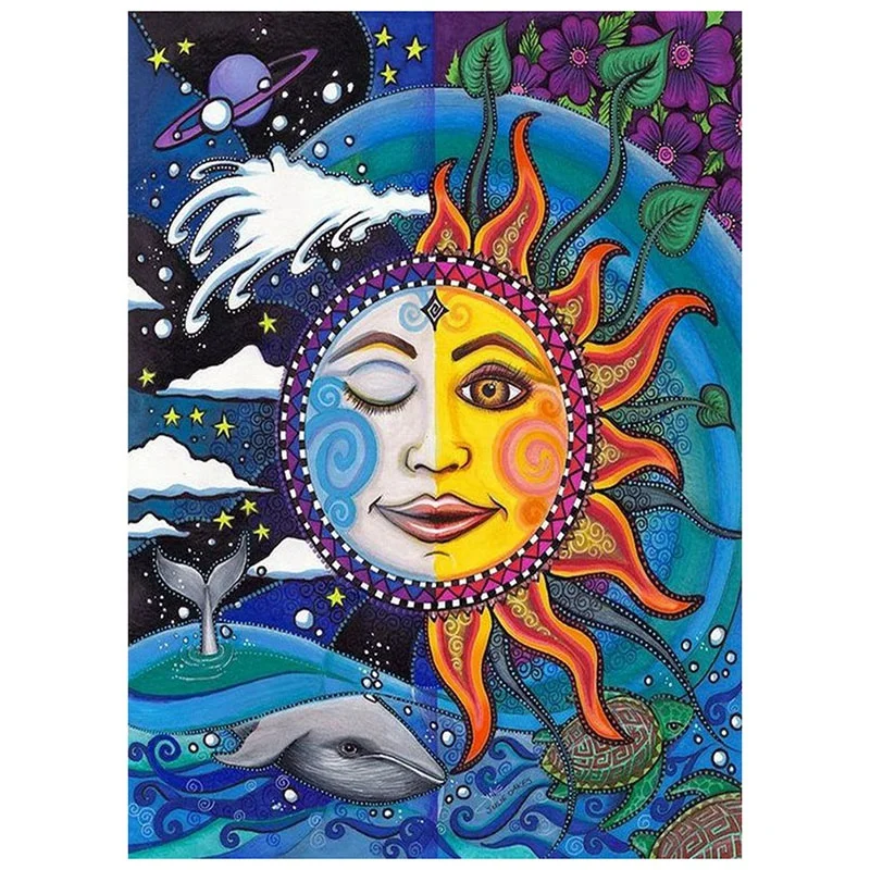 

DIY Diamond Painting "Sun And Moon" Paste Diamond Embroidery Round Resin Diamond Cross Stitch Home Wall Decor 30X40cm