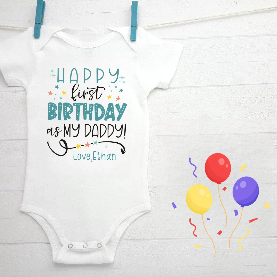 Personalized Name Happy First Birthday As My Daddy Newborn Baby Bodysuit Cotton Infant Clothes Ropa Daddy Birthday Present