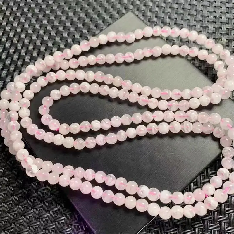 

5.7MM Natural Pink Snowflake Gardne Quartz Triple Circle Bracelet Women Fashion Crystal Clear Lovers Strand Jewelry Gift 1PCS