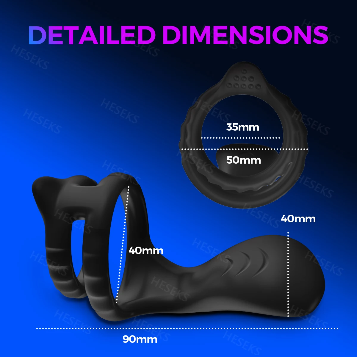 HESEKS Male Silicone Penis Ring Ultra Soft Cock Ring 10 Vibration Erection Enhancing Time Delay Ejaculation Sex Toys for Men