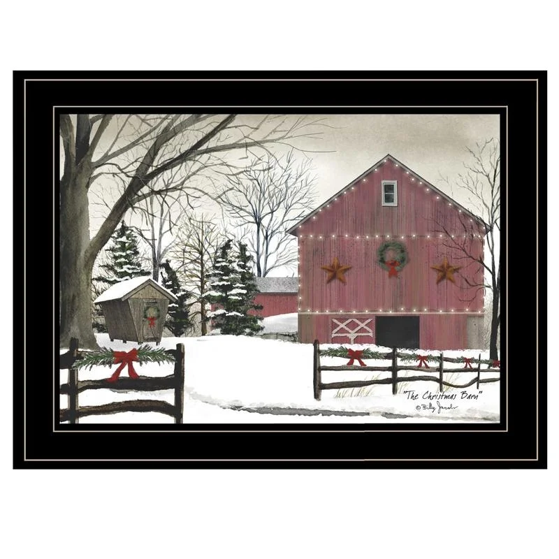 

Christmas Barn Framed Print Black Frame Ready to Hang