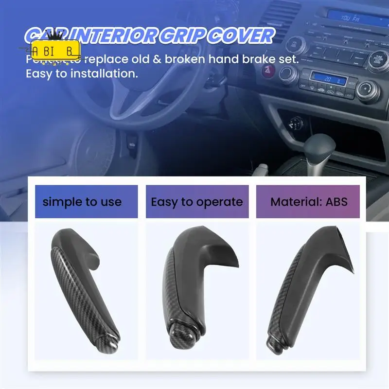

ABIB -47115-SNA-A82ZA Carbon Car Interior Parking Emergency Hand Brake Handle Lever Grip Cover For Honda Civic 2006-2011