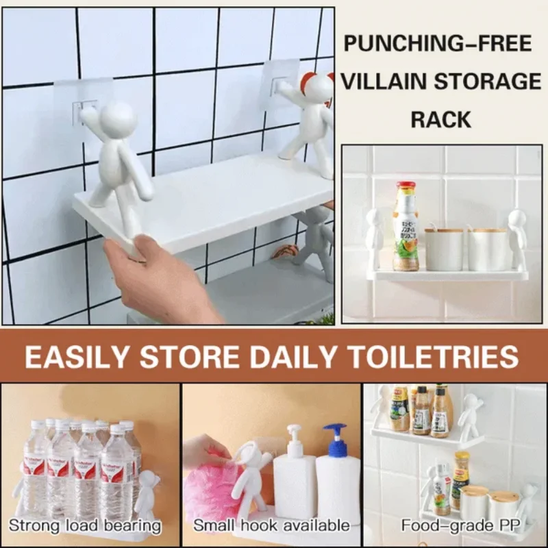 The kitchen toilet receive shelf Bathroom Shelves No-drill Corner Shelf Shower Towel Shampoo Storage Rack Kitchen Accessories