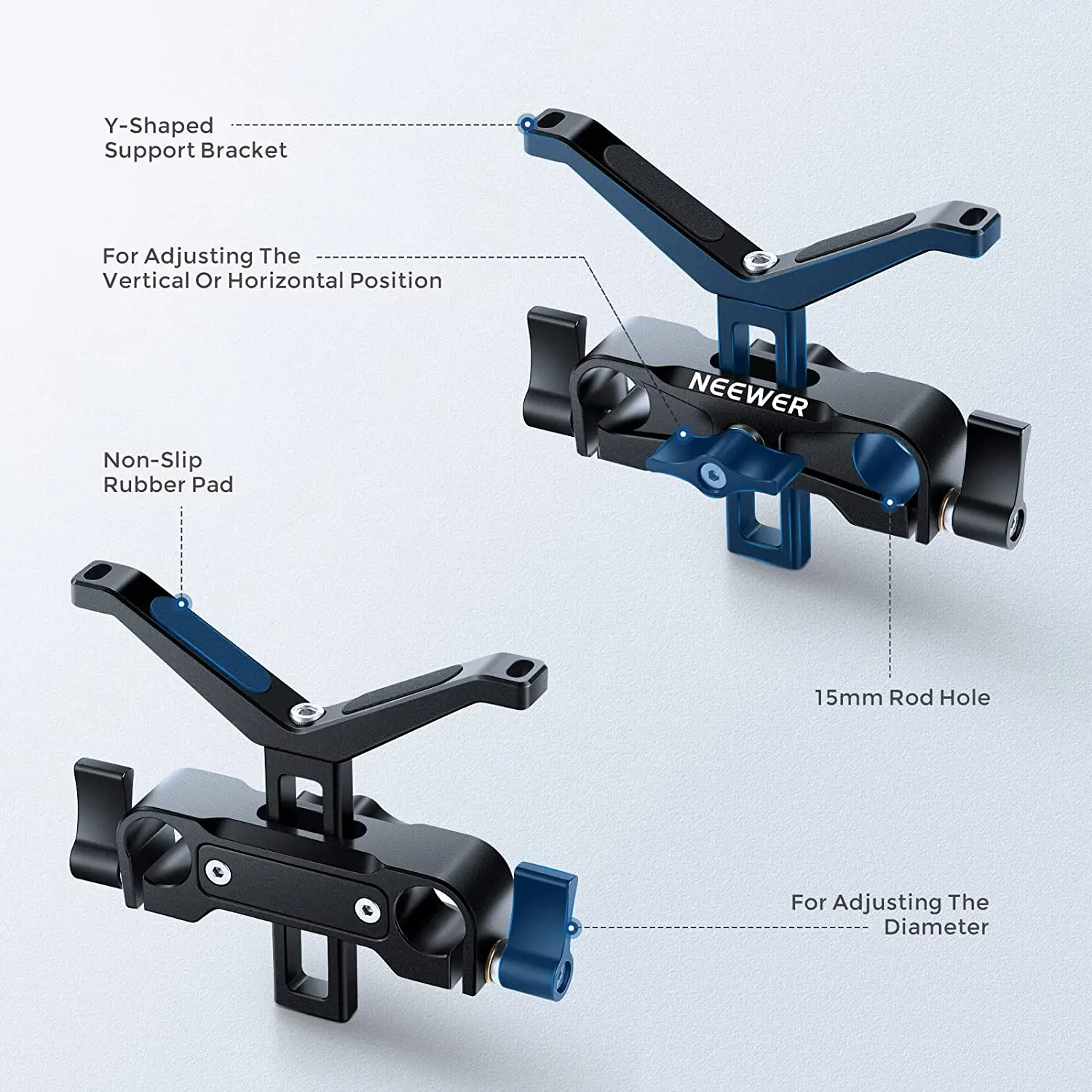 Neewer Telephoto Long Lens Support Bracket Y-Shaped Lens Bracket with 35mm Vertical Adjustment For DSLR Camera Shoulder Rig