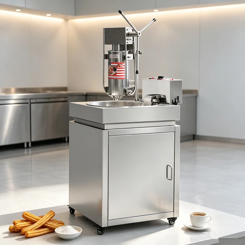 30L Commercial Stainless Steel Spanish Churros Maker Machine Electric Deep Fryer Floor Standing Latin Fruit Churro Extruder