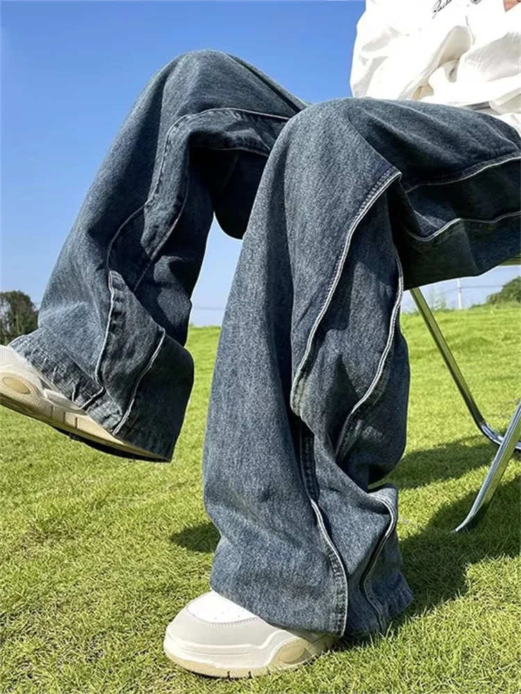 

Loose Straight Leg Men's Jeans American Style Oversize Silhouette Trendy Vintage Versatile Casual Trousers Wide Leg Jeans
