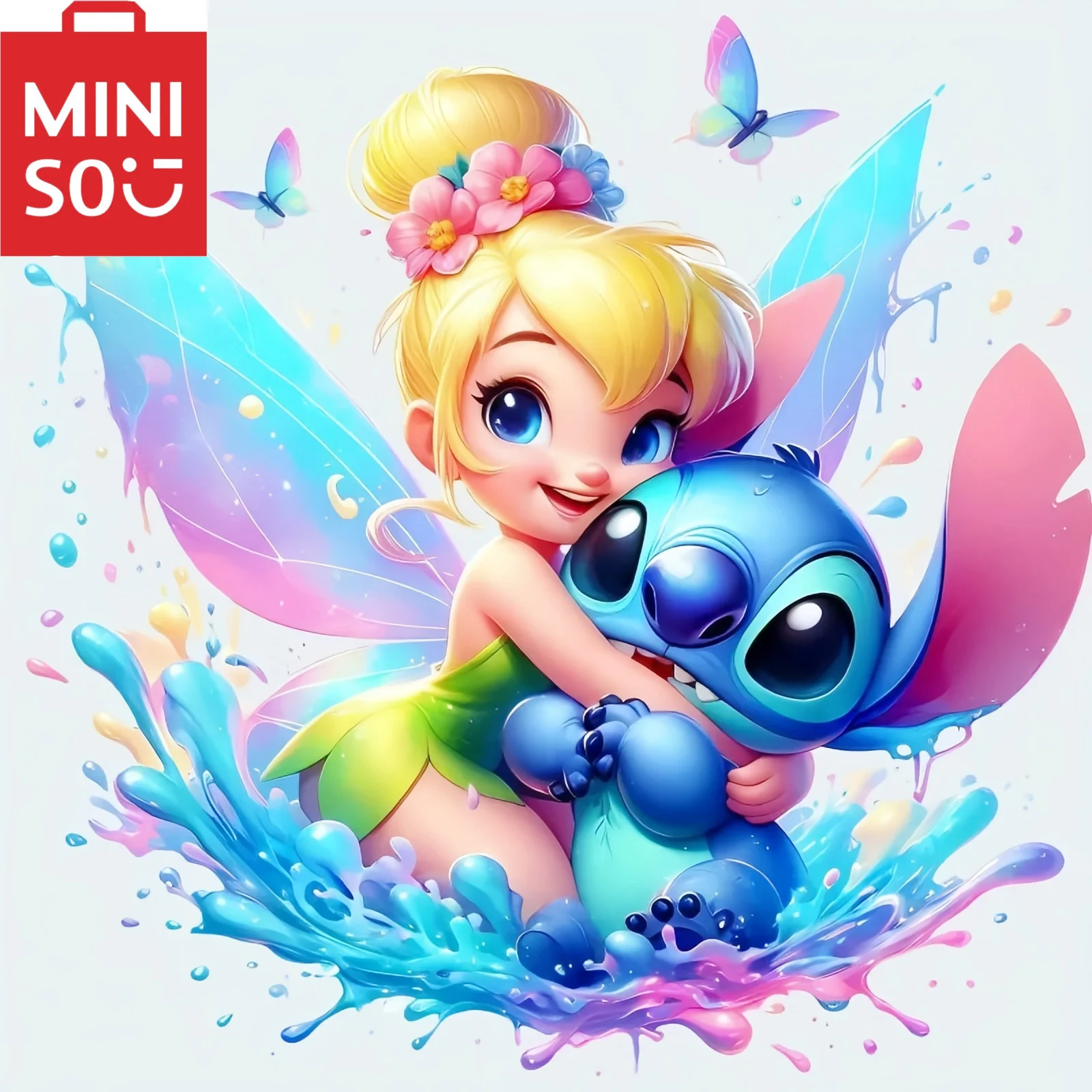 MINISO pintura al óleo por número Disney Tinker Bell Stitch decoración del hogar pintura pared dormitorio decoración de la habitación marco de regalo