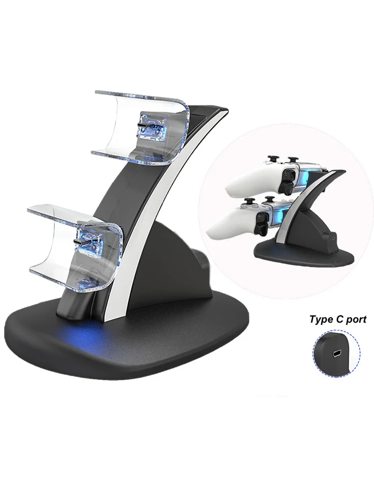 Double Station de charge rapide pour manette de jeu sans fil PS5, Base de support de chargeur LED de Type C pour accessoires PlayStation 5