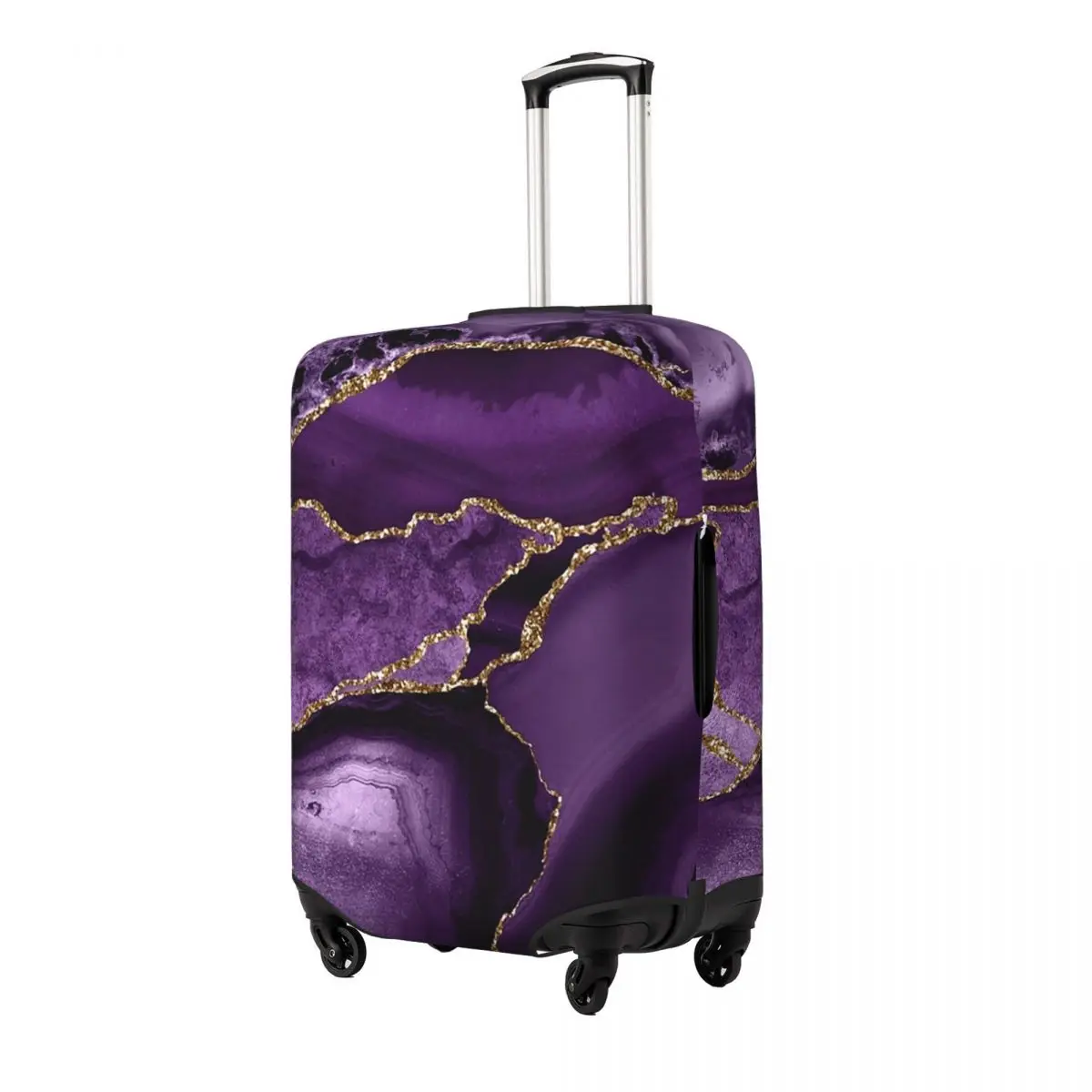 

Purple Faux Marble Abstract Landscap Suitcase Cover Protection Elastic Travel Luggage Protector Covers for 18-32 Inch