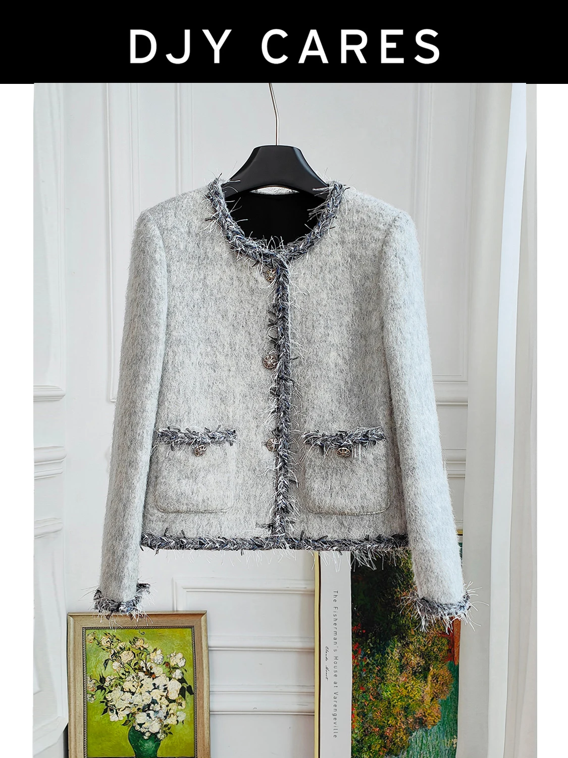

New Bold woolen socialite feather flowing fringe versatile top big size