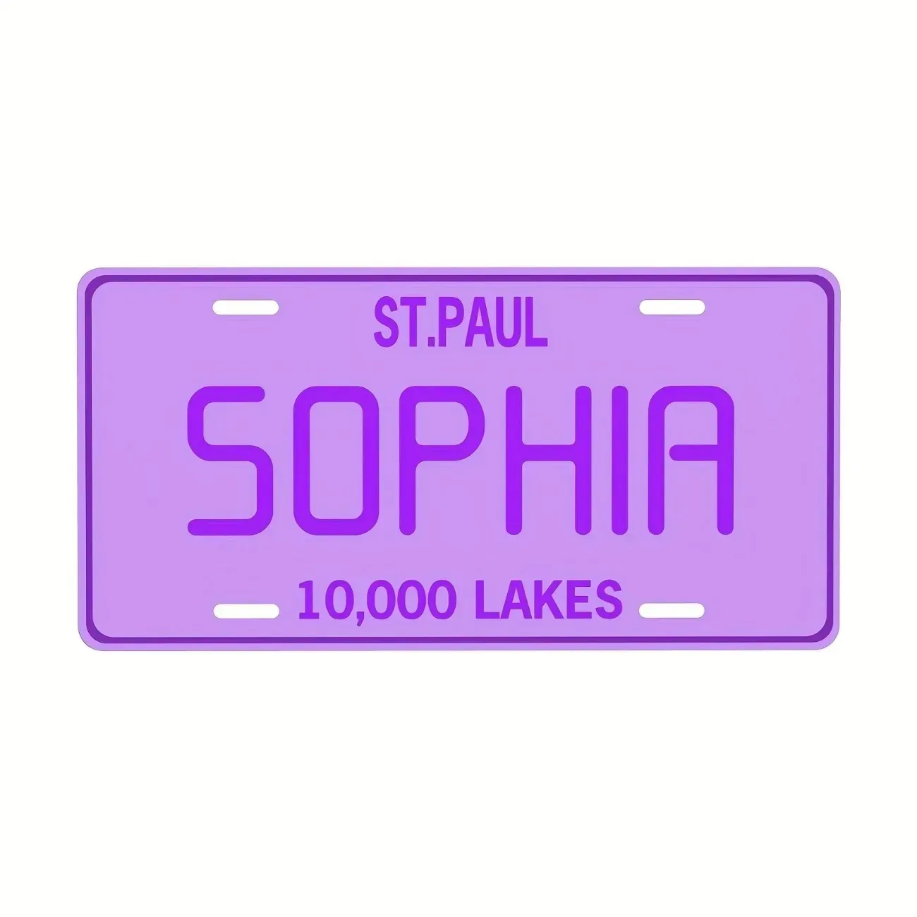 [2D Flat] Personalized Custom Text Metal Plaque, Light Purple Background Violet Font Decor Sign 12