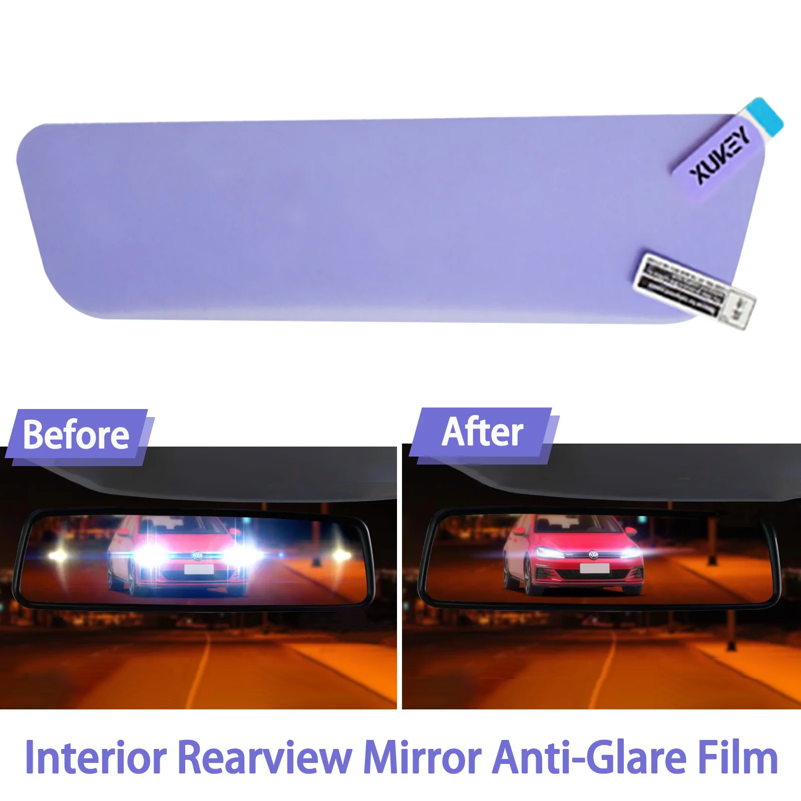 Car Interior Rearview Mirror Rainproof Film Anti - Glare Anti - Fog PET Nano Protective Sticker Protective 198mm*52mm Universal