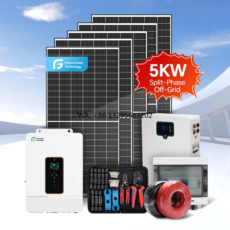 

5KW Off-Grid Solar Power System for Home Use Lithium Ion & Lead Acid Battery Split Inverter Controllers Roof Mounting