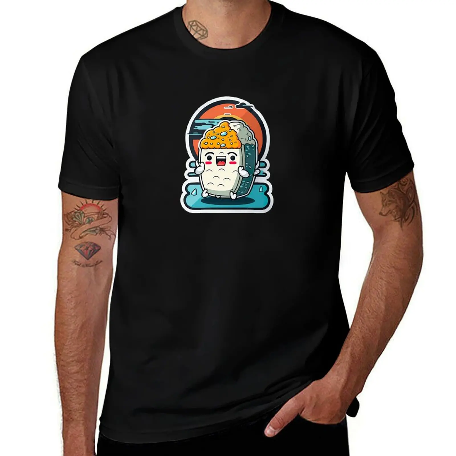 

Smiley Sushi T-Shirt summer shirt Luxury man vintage anime shirt slim fit t shirts for men