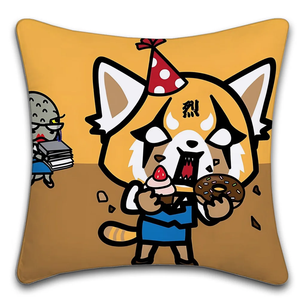 Sanrio Aggretsuko Decorative Room Aesthetics Pillow Case Home Decor Bedroom Sofa Bed Pillow Cover 45x45
