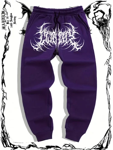 Imagen 2 del producto Pantalones para correr con estampado gótico a la moda e informales para hombre, pantalones deportivos ajustados para gimnasio, pantalones deportivos para exteriores, pantalones para correr S-3XL