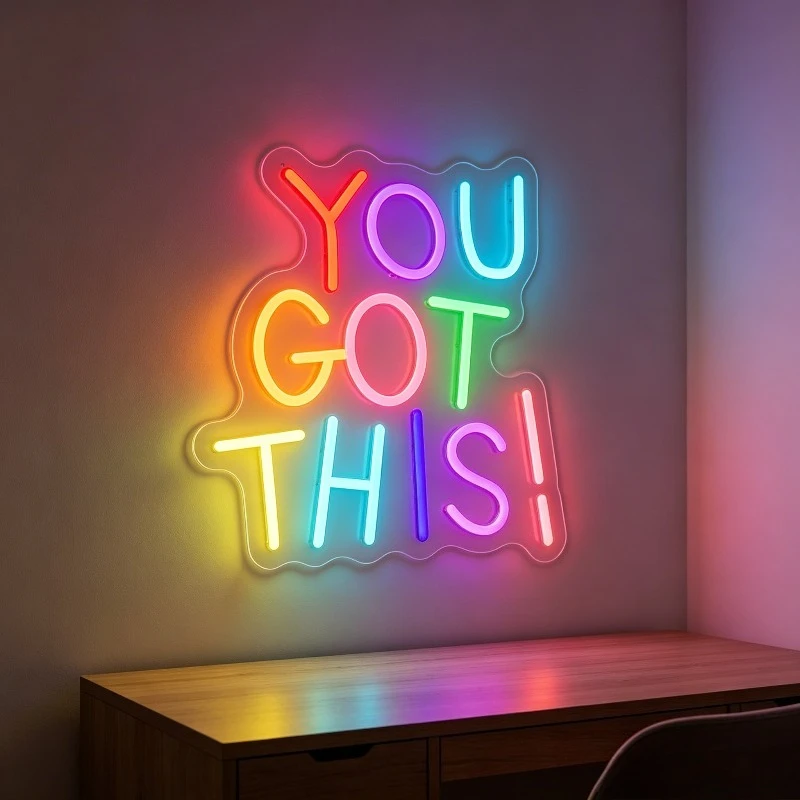You Got This LED Neon Light ​ Dimmable USB Neon Sign for Office Wall Light Inspirational Quote Study Room Gym Party Decor Lamp
