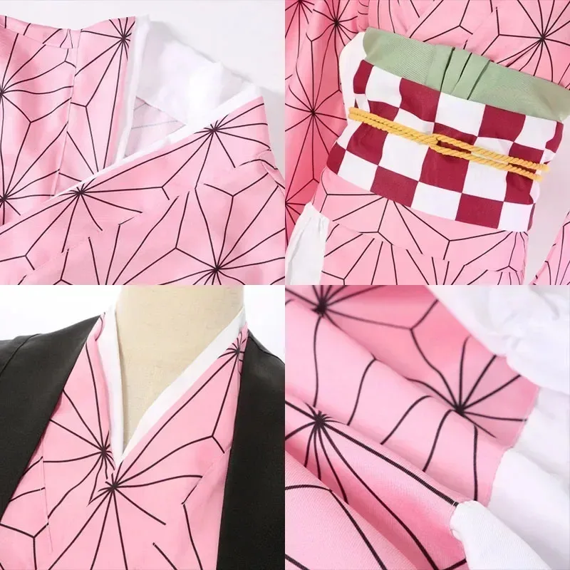 

CyAnime Kamado Nezuko Cosplay Costume Demon Slayer Cosplay Uniform Clothing Kimono Wig Props Set Halloween Costume Adult