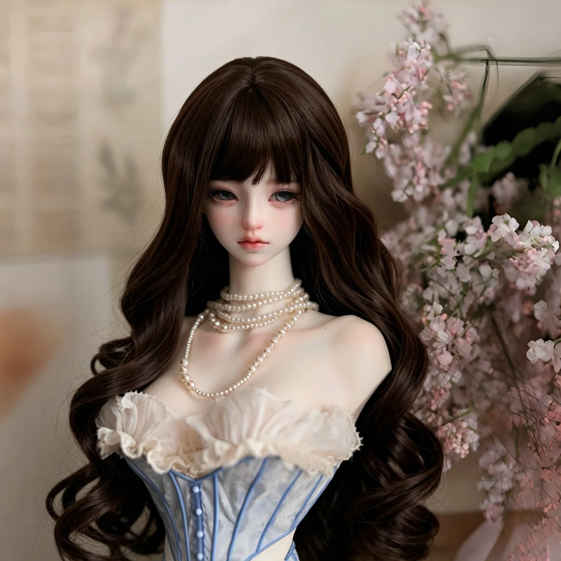 Multi-Color Full Bang Long Curly Finished Wig for 1/3 1/4 1/6 BJD Doll Wig Soft High Temp Silk Ready-to-Wear Dress Up Doll Hair view 5